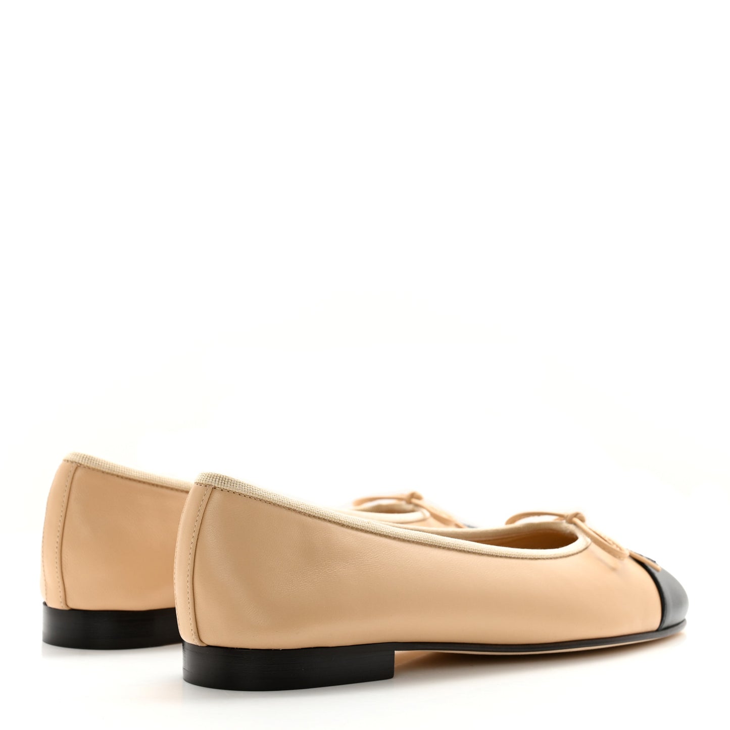Lambskin Cap Toe CC Ballerina Flats 37.5 Beige Black