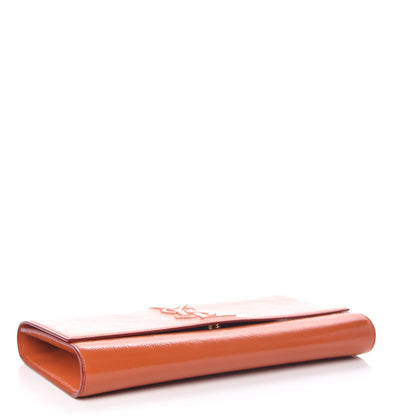 Saint Laurent Textured Patent Monogram Large Belle De Jour Clutch Orange 4 of 10