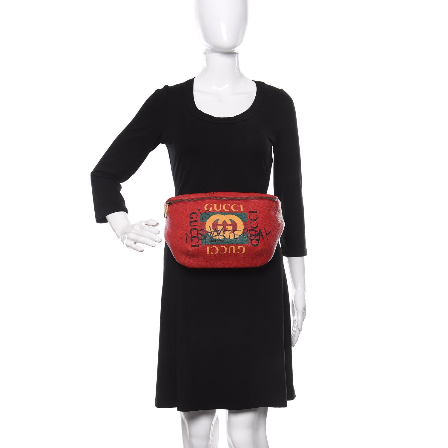 Gucci Grained Calfskin Coco Capitan Logo Belt Bag Hibiscus Red 2 of 10