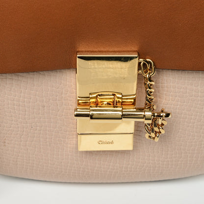 Chloe Grained Calfskin Lambskin Mini Bi-Color Drew Shoulder Bag Powder Beige Caramel 5 of 12