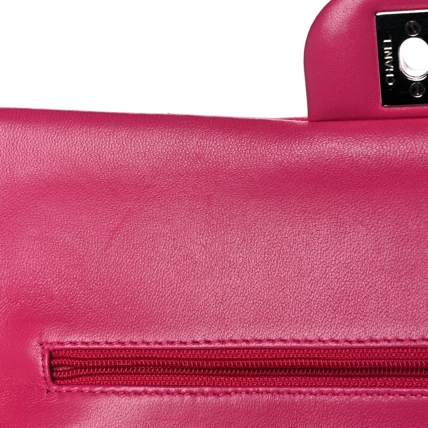 Lambskin Quilted Medium Double Flap Dark Pink