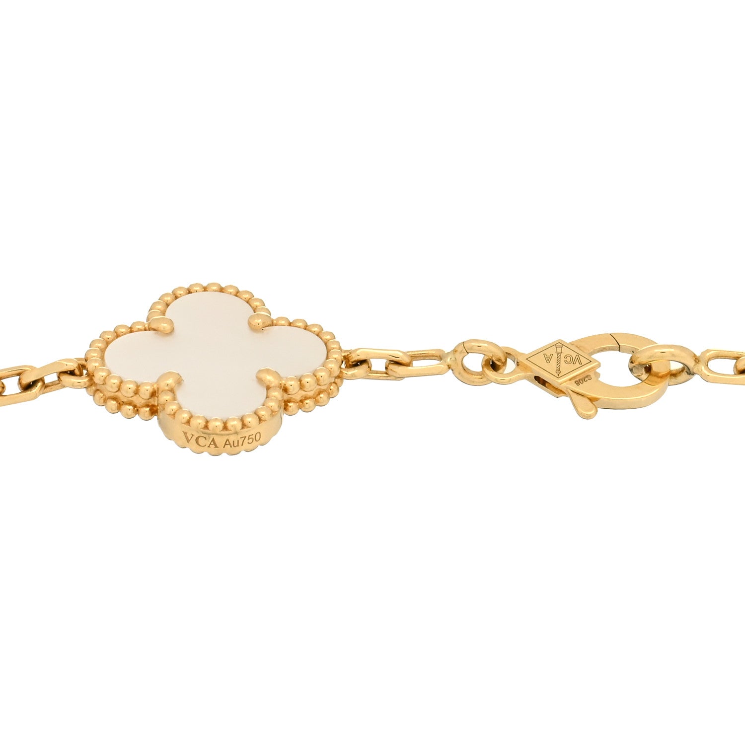 Van Cleef & Arpels 18K Yellow Gold Mother of Pearl 5 Motifs Vintage Alhambra Bracelet 4 of 4