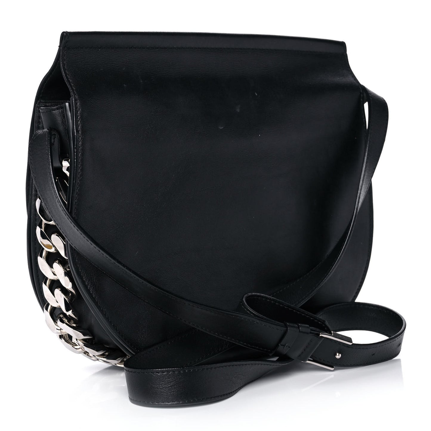 Calfskin Mini Infinity Saddle Bag Black