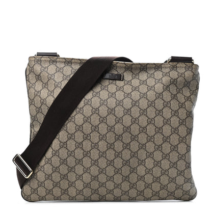 Gucci GG Supreme Monogram Medium Flat Messenger Bag Dark Brown 1 of 4