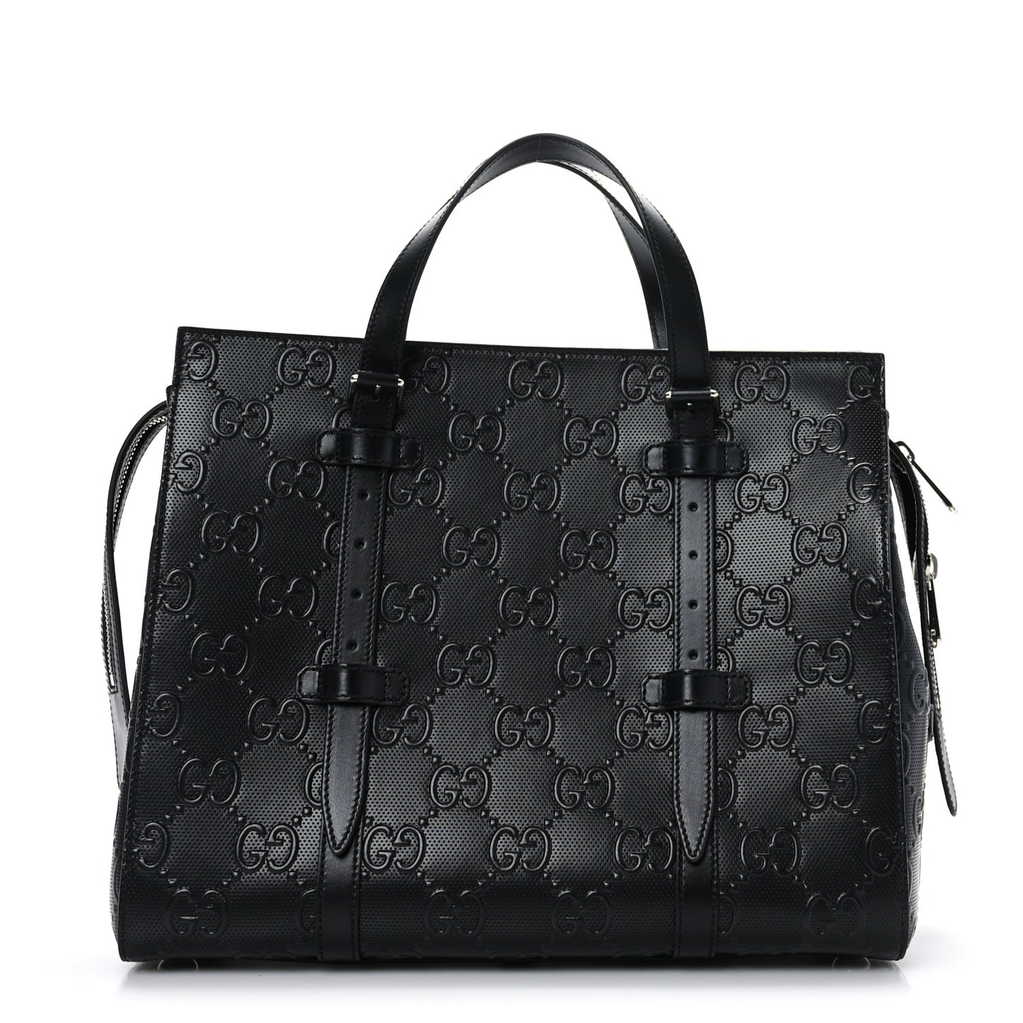 Calfskin GG Tennis Embossed Tote Bag Black