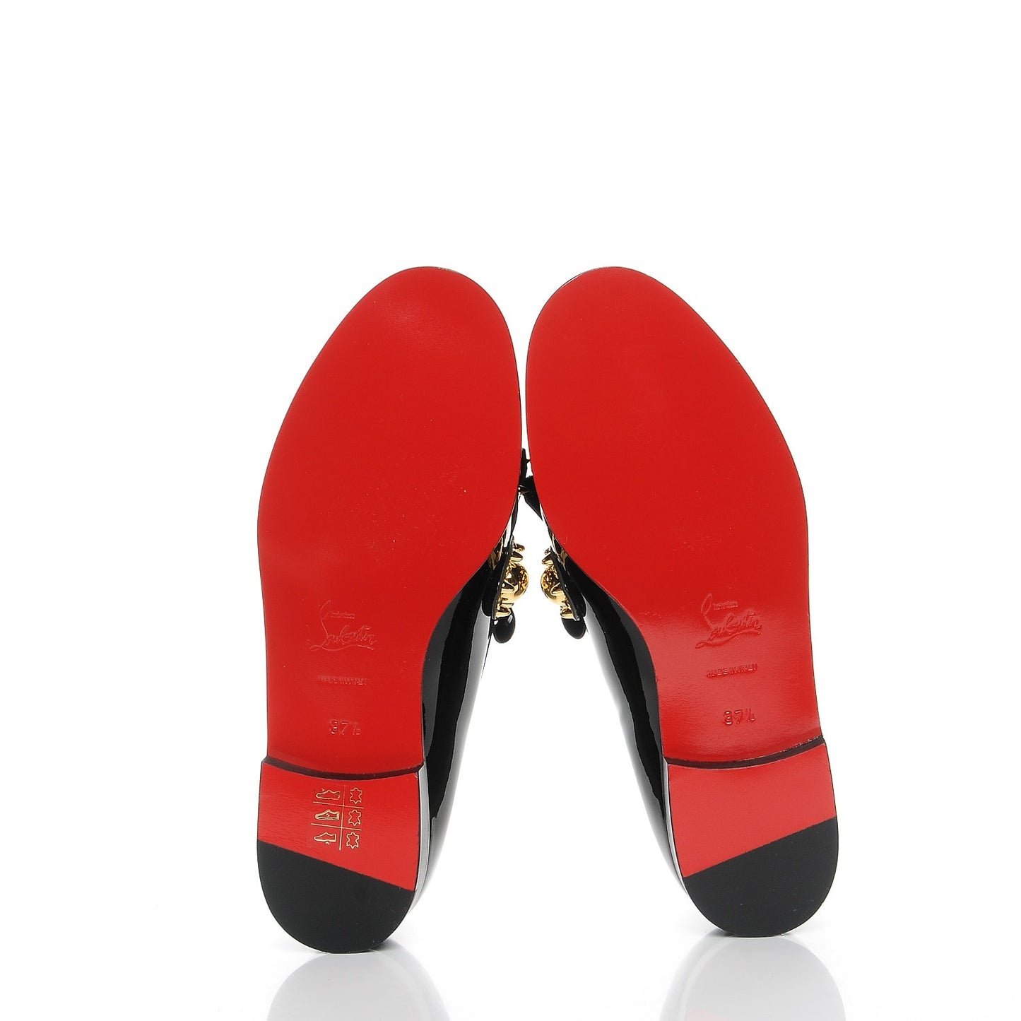 CHRISTIAN LOUBOUTIN Patent Octavian Kiltie Loafer 37.5 Black