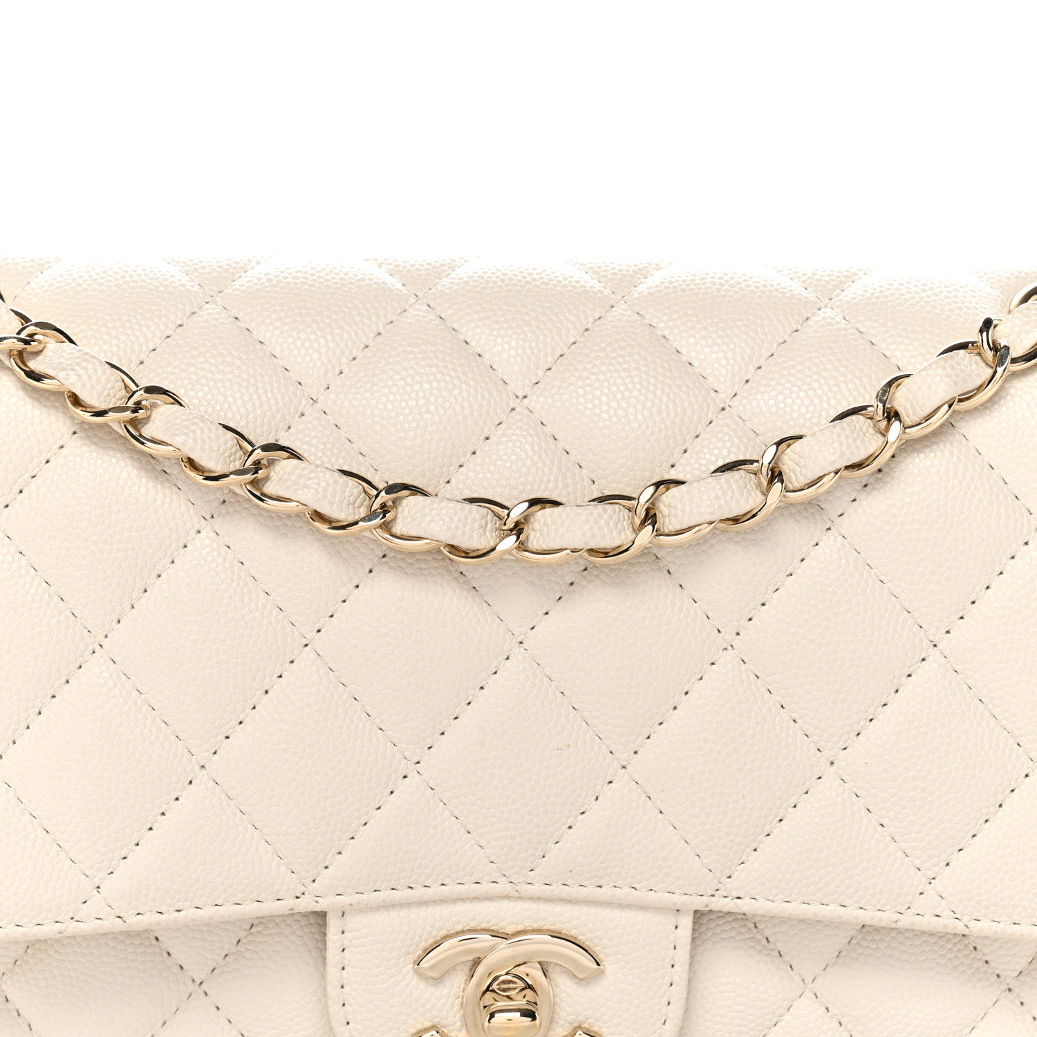 Chanel Caviar Quilted Medium Double Flap White 8 of 11