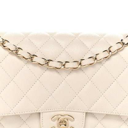 Chanel Caviar Quilted Medium Double Flap White 8 of 11