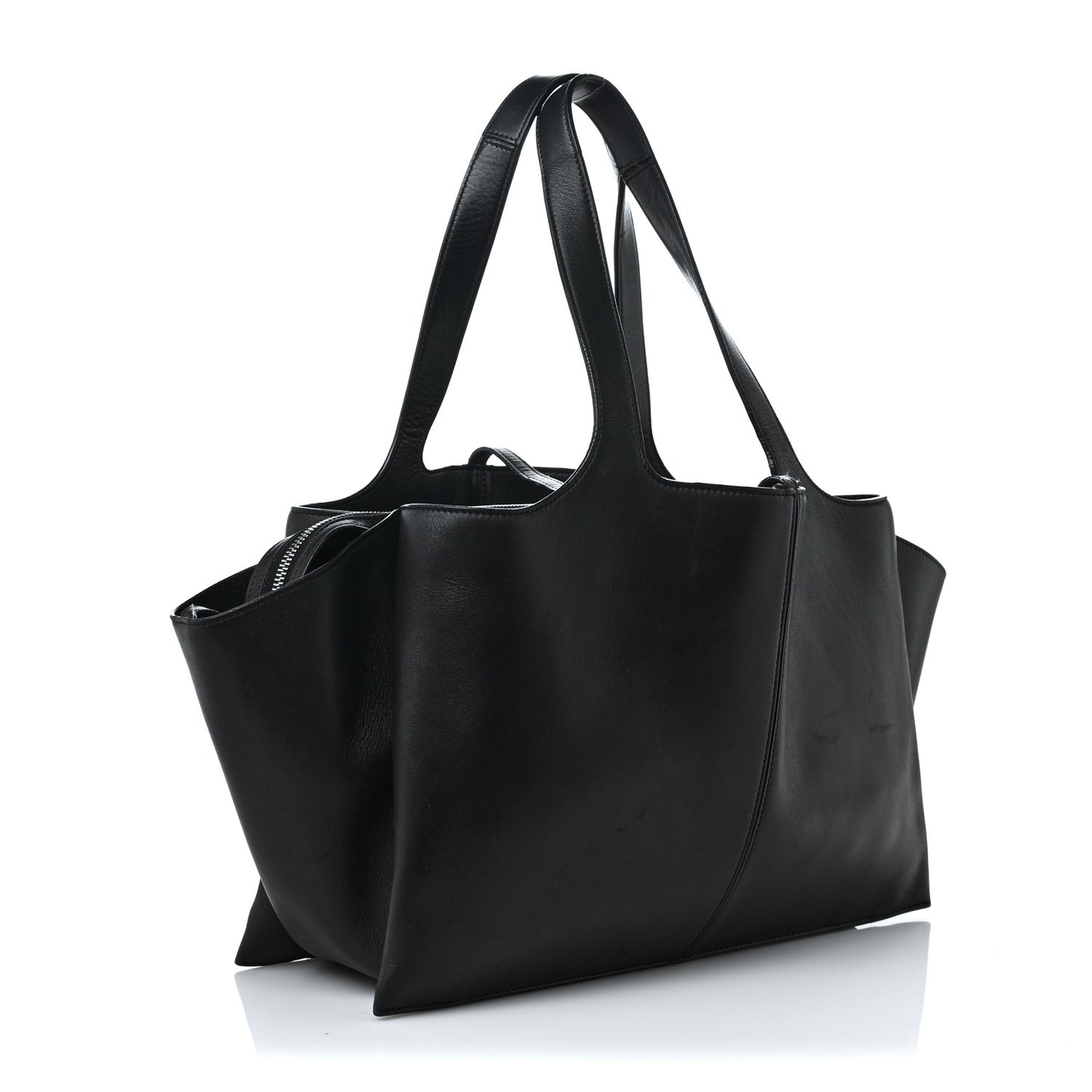 Supple Natural Calfskin Medium Tri-Fold Bag Black