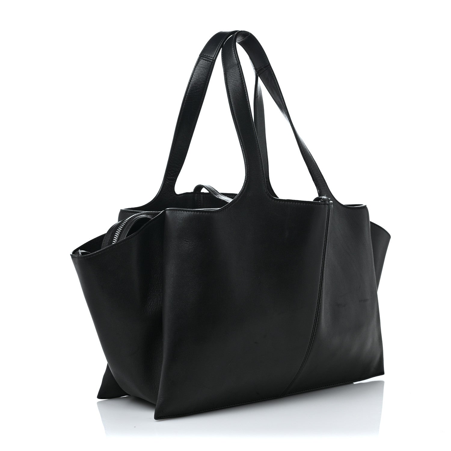 Celine Supple Natural Calfskin Medium Tri-Fold Bag Black 2 of 12
