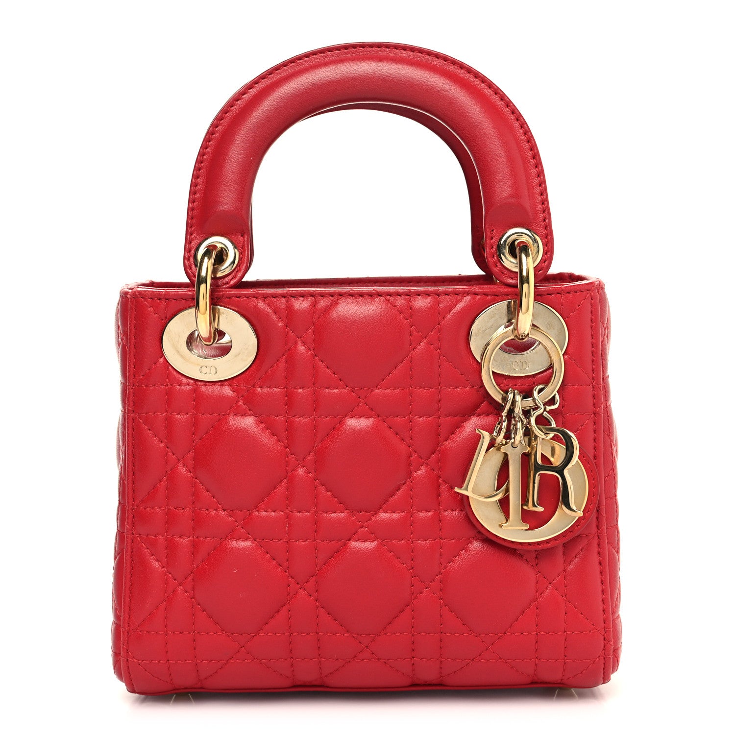 Christian Dior Lambskin Cannage Mini Lady Dior Red 1 of 11
