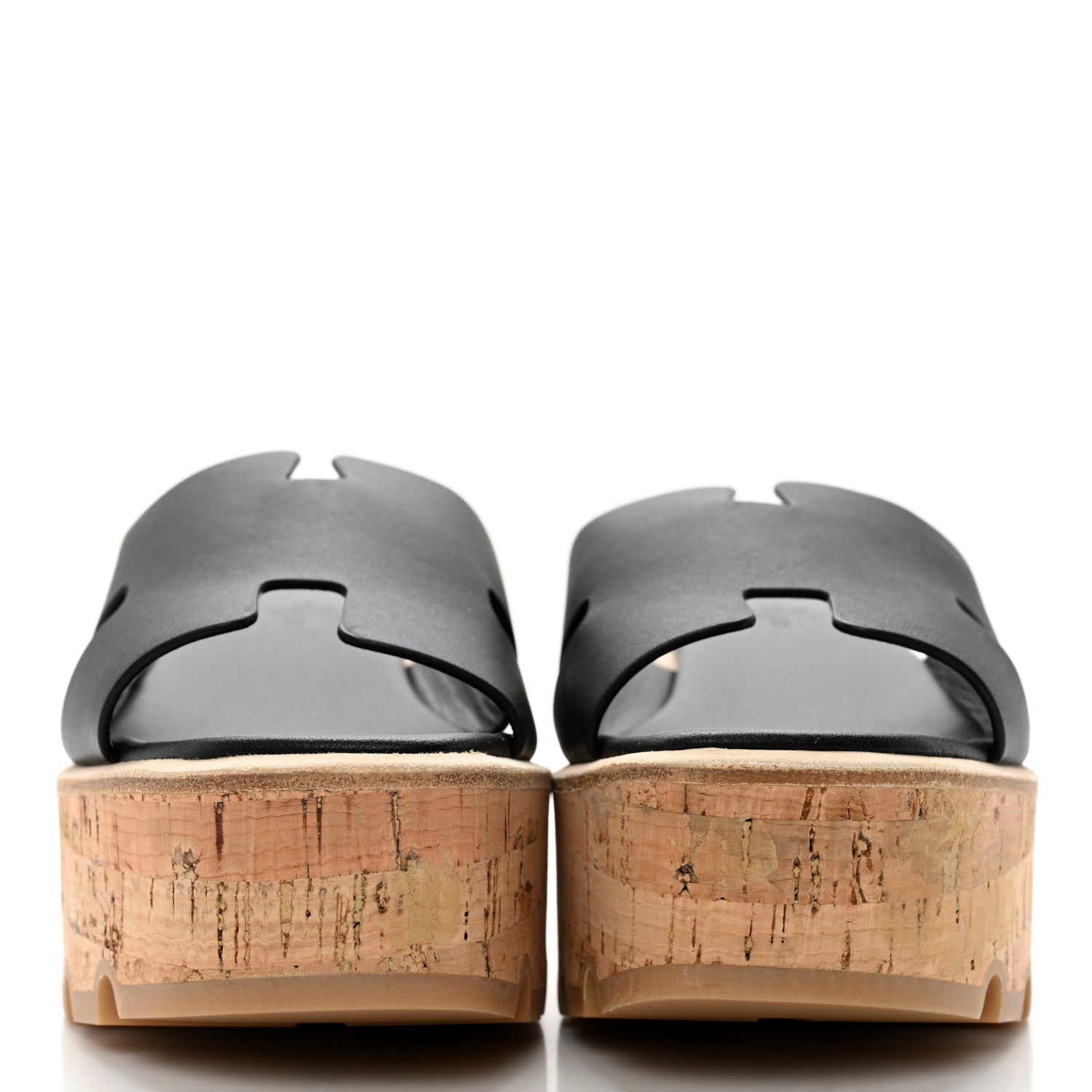 Hermes Calfskin Cork Eze 30 Sandals 37 Black 2 of 10