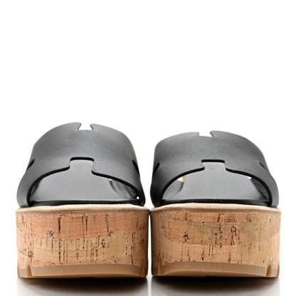Hermes Calfskin Cork Eze 30 Sandals 37 Black 2 of 10