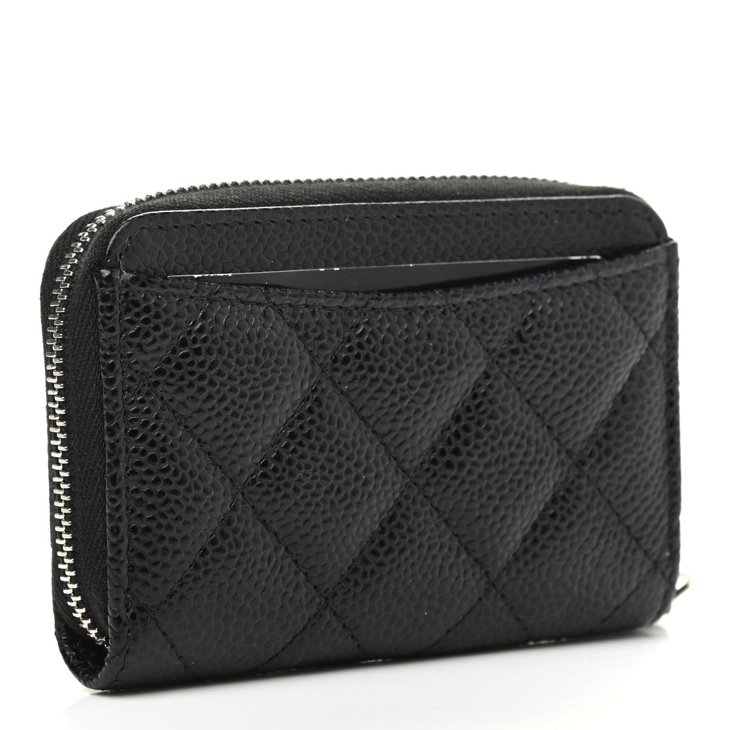 Caviar Quilted Zip Coin Purse Black