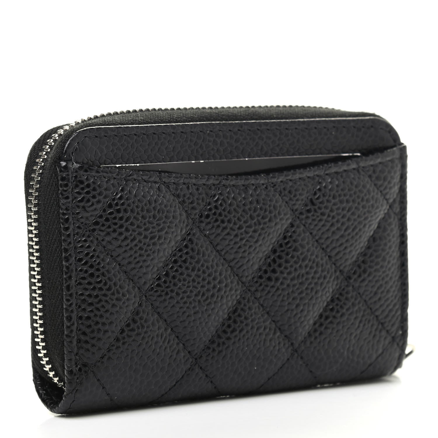 Chanel Caviar Quilted Zip Coin Purse Black 3 of 7