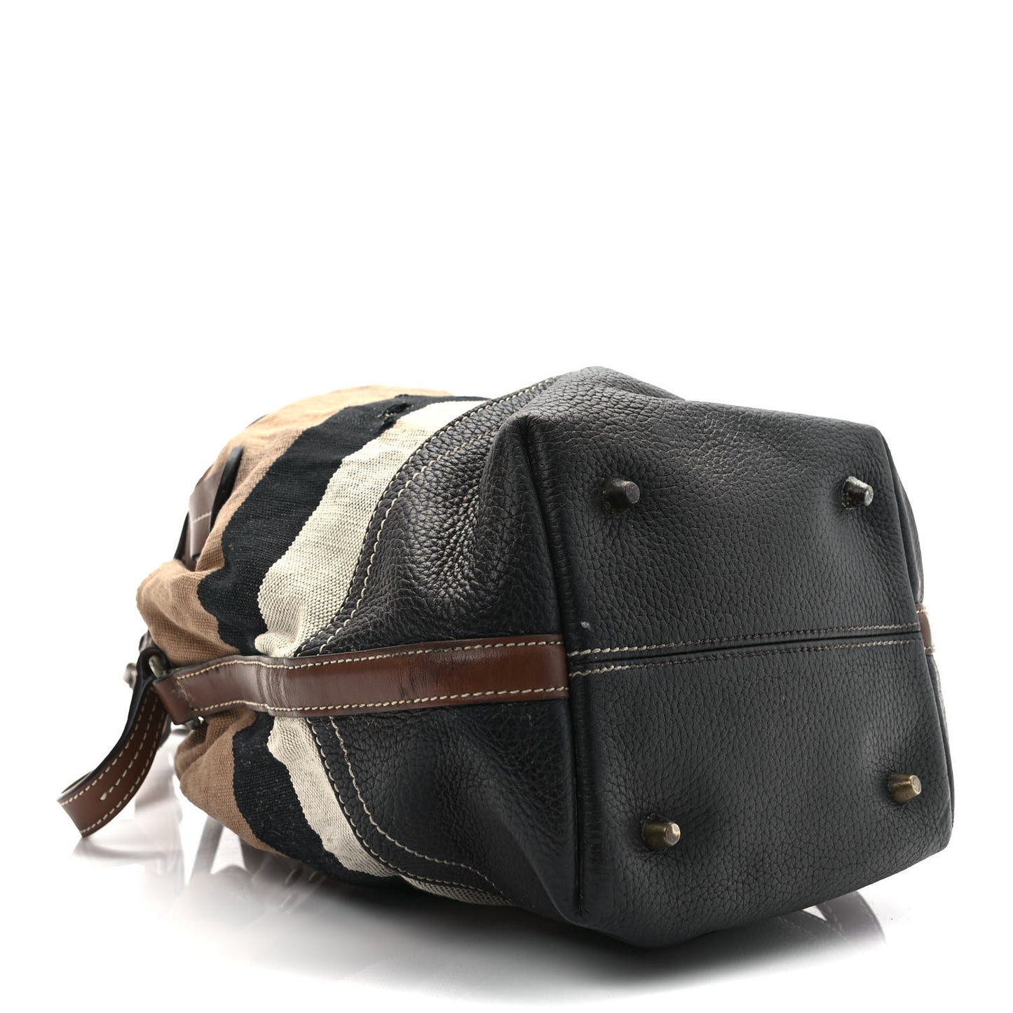 Grainy Calfskin House Check Canvas Small Heston Crossbody Tan Black