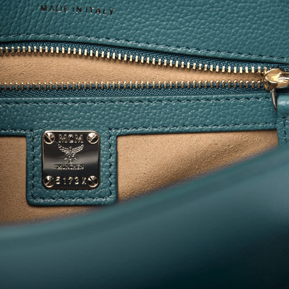 MCM Calfskin Studded Small Patricia Crossbody Bag Deep Lagoon 9 of 11