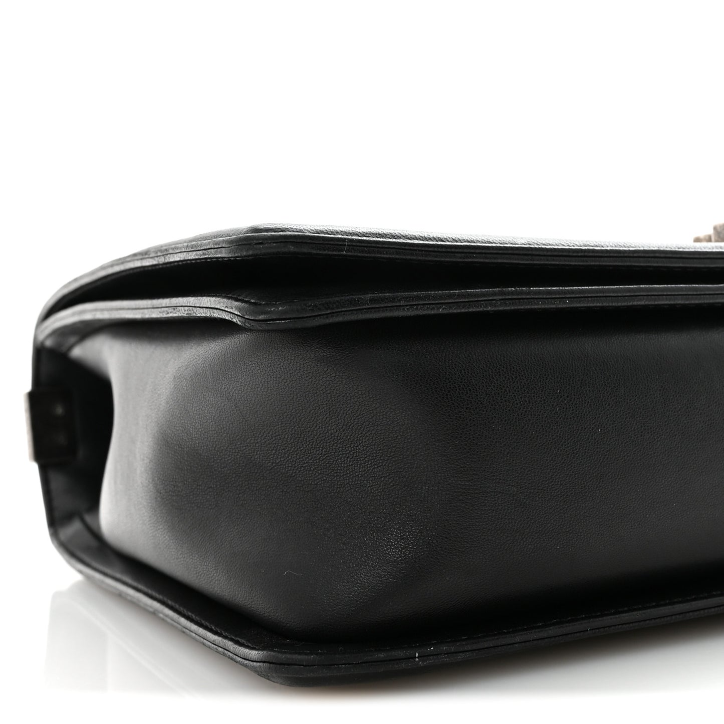 Lambskin Quilted Large Boy Flap Black