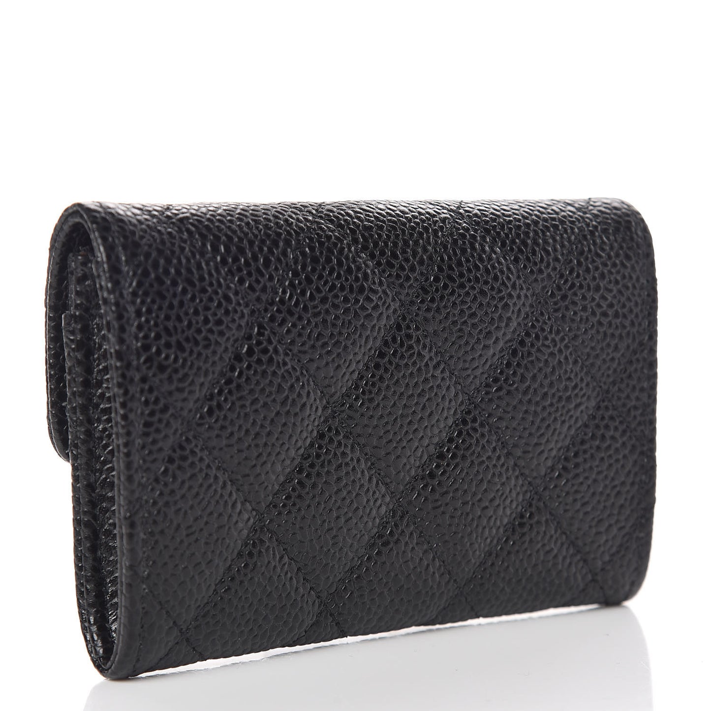 Caviar Quilted Flap Card Holder Black