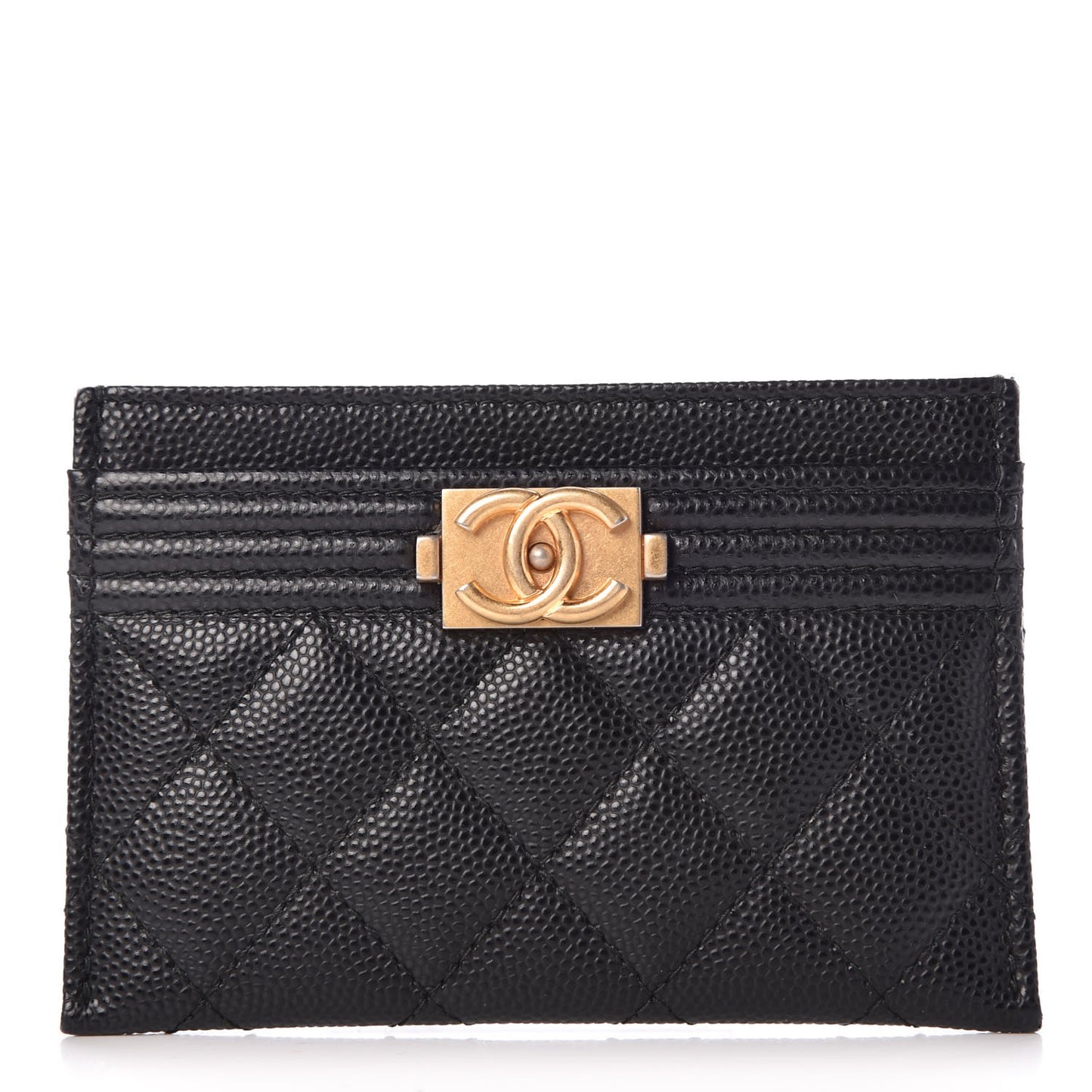 Caviar Quilted Boy Card Holder Black
