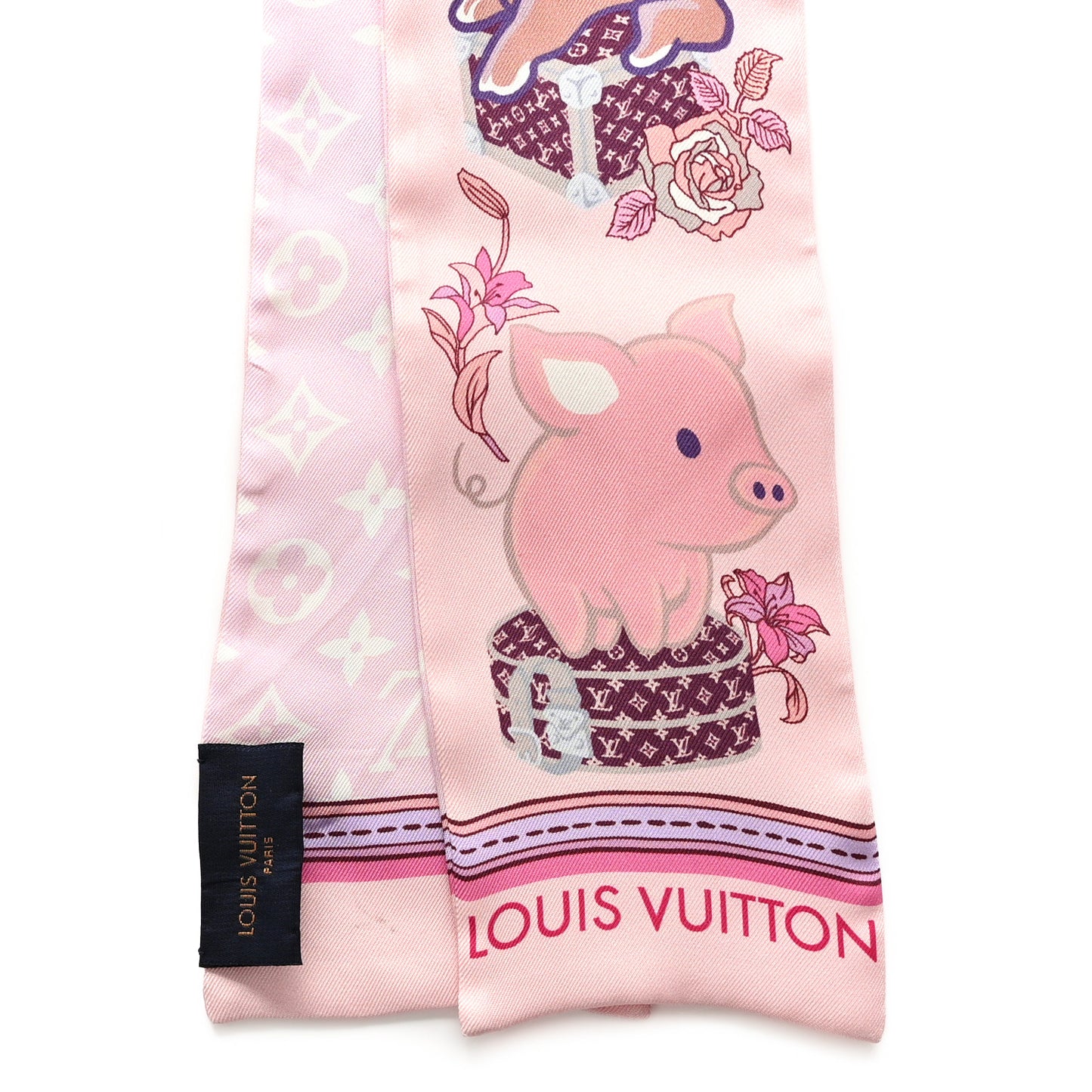 Silk Monogram Superstition Bandeau Rose Clair