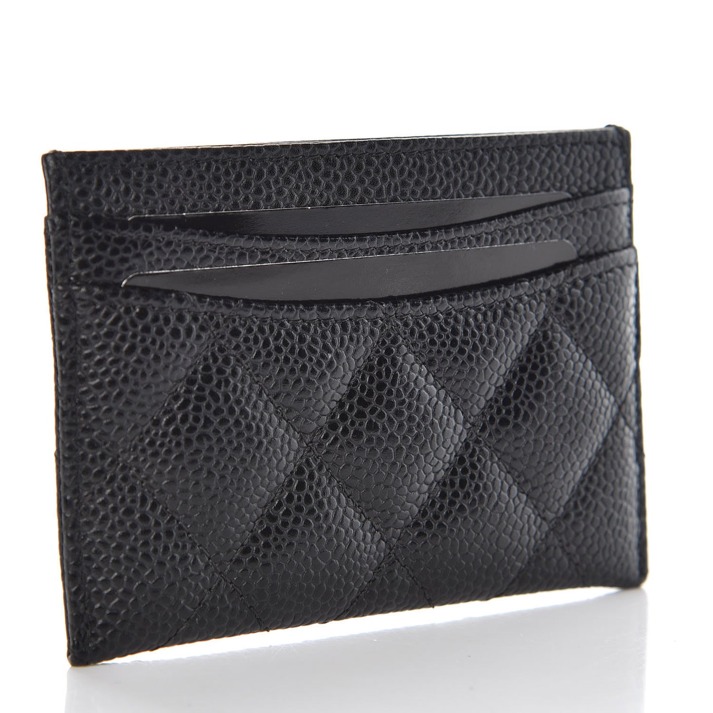 Caviar Quilted Card Holder Black