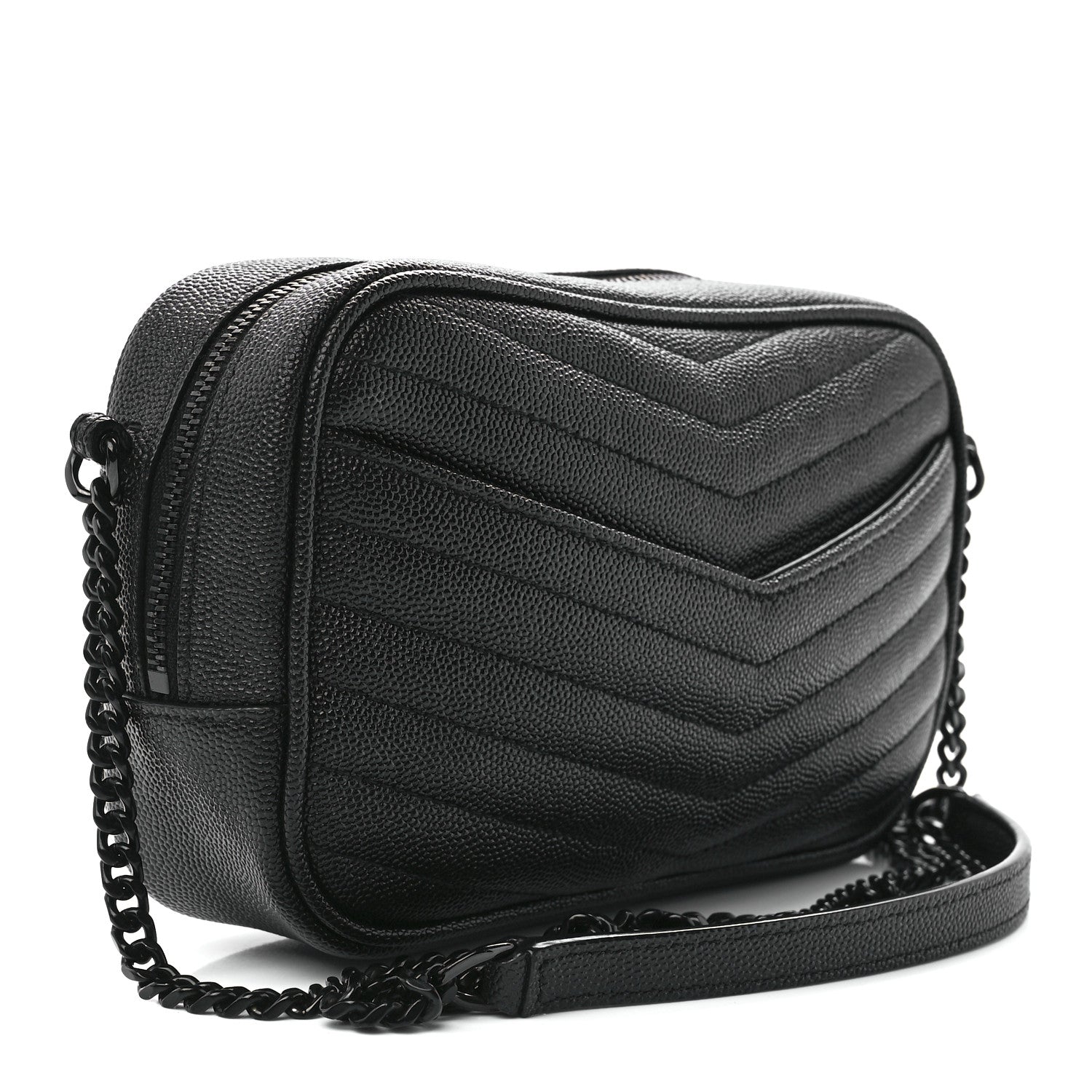 Saint Laurent Grain De Poudre Matelasse Monochrome Monogram Mini Lou Camera Bag Black 3 of 11