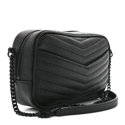 Saint Laurent Grain De Poudre Matelasse Monochrome Monogram Mini Lou Camera Bag Black 3 of 11