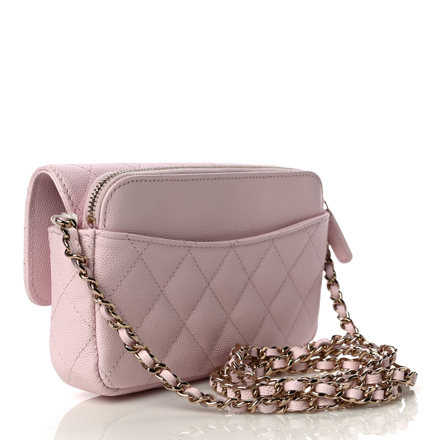 Chanel Caviar Quilted Flap Phone Holder With Chain Light Pink 2 of 11