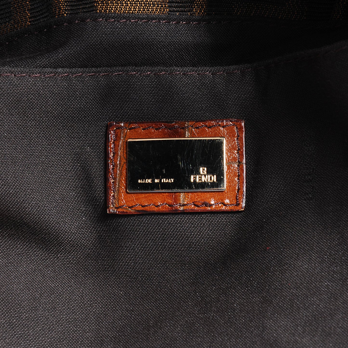 Zucca Calfskin Crocodile Embossed Chef Shopping Tote Tobacco