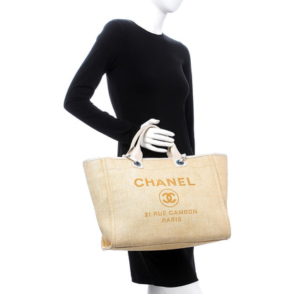 Chanel Woven Straw Raffia Large Deauville Tote Yellow 3 of 14