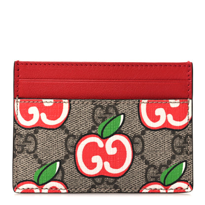 Gucci GG Supreme Monogram Apple Card Holder Beige Multicolor Lobster Red 1 of 7