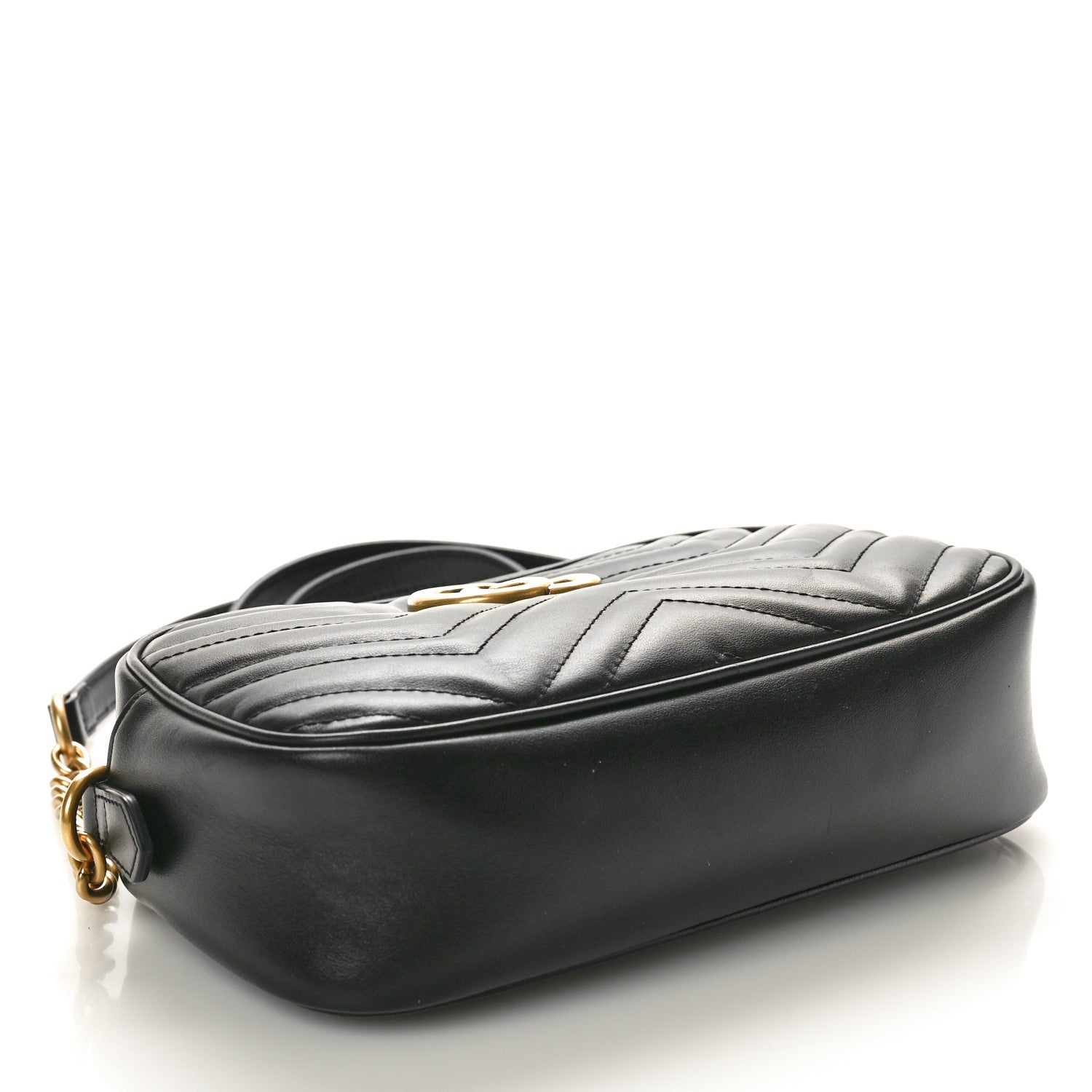 Gucci Calfskin Matelasse Small GG Marmont Chain Shoulder Bag Black 4 of 10