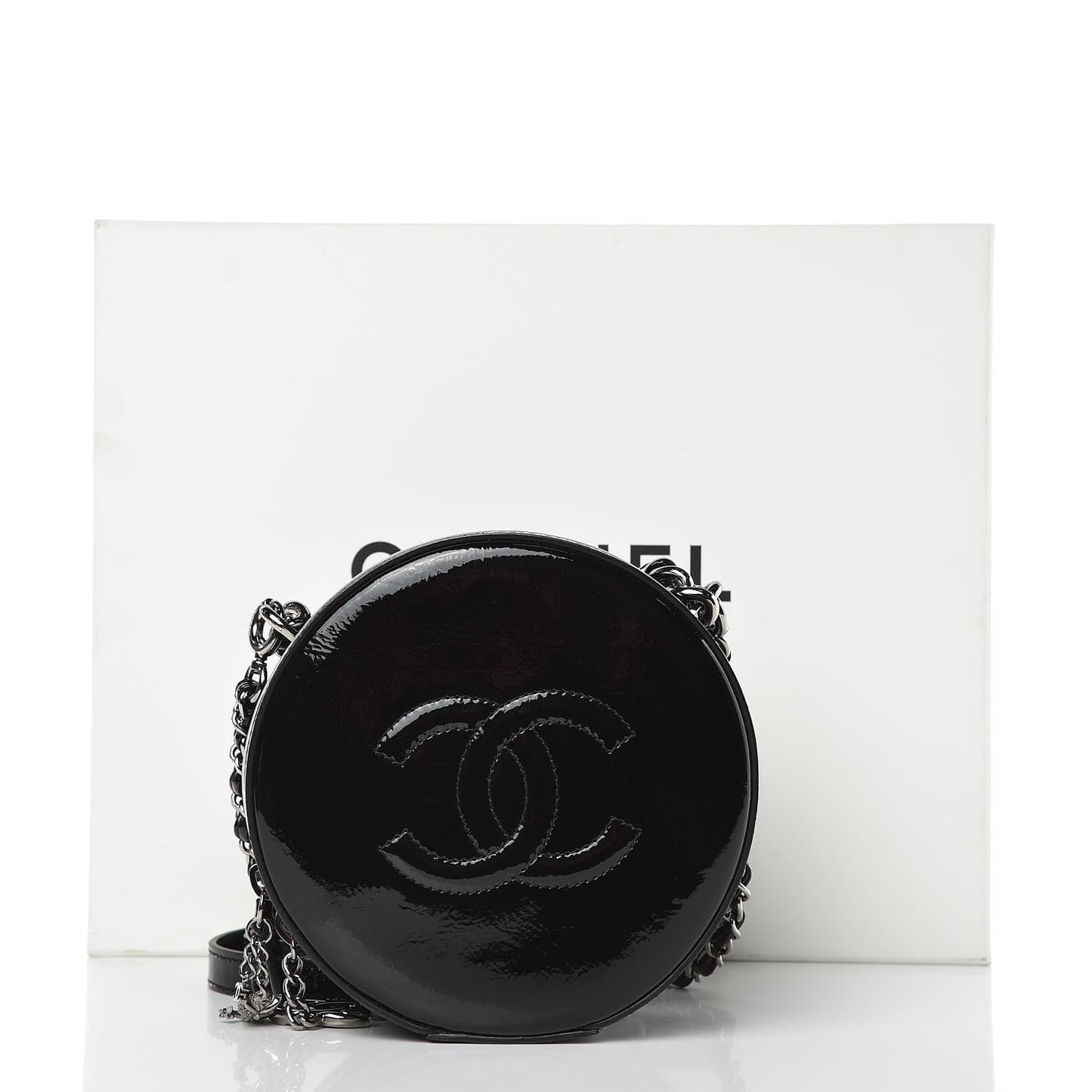 Patent Round As Earth Evening Bag Black