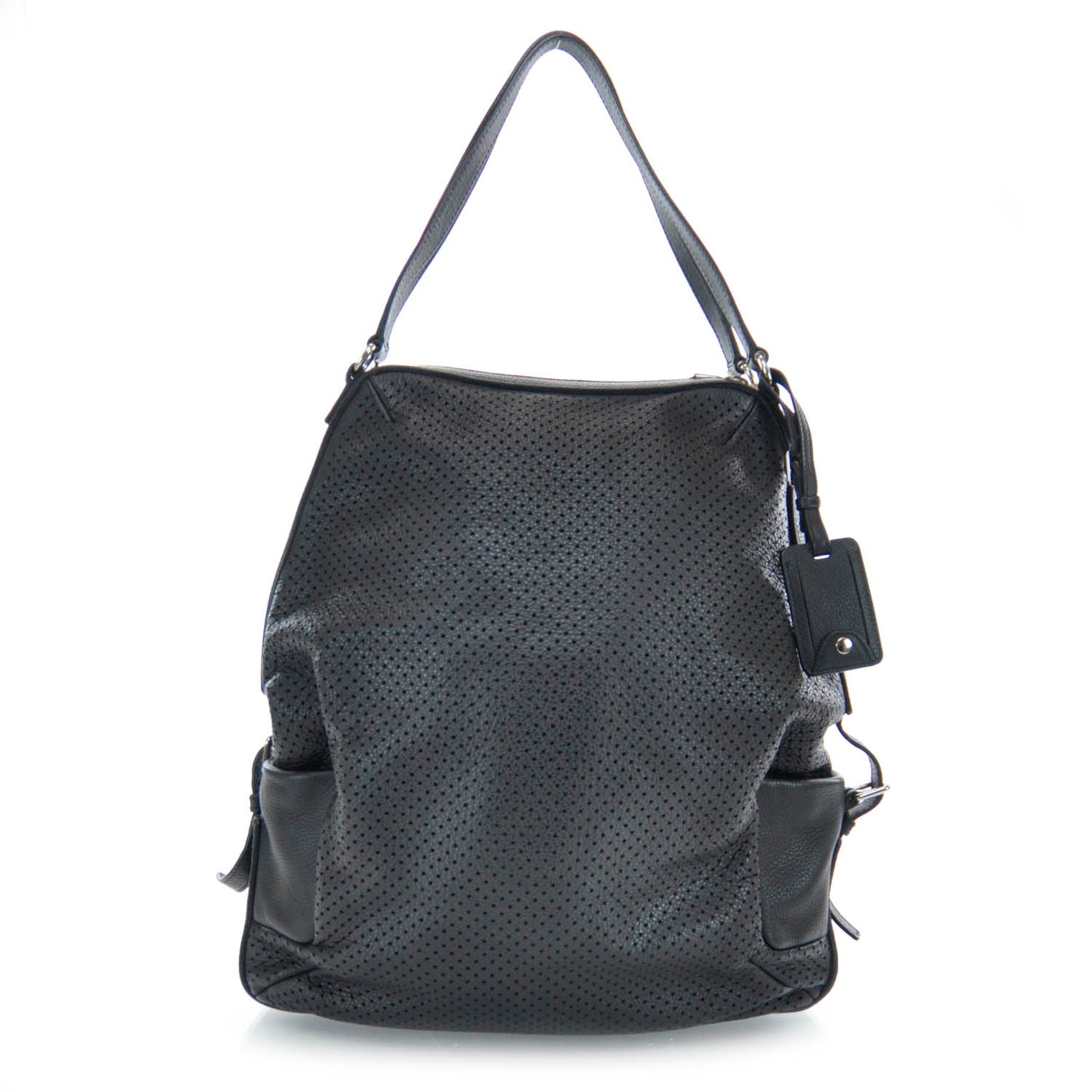 Perforated Leather Zipped Tote Black