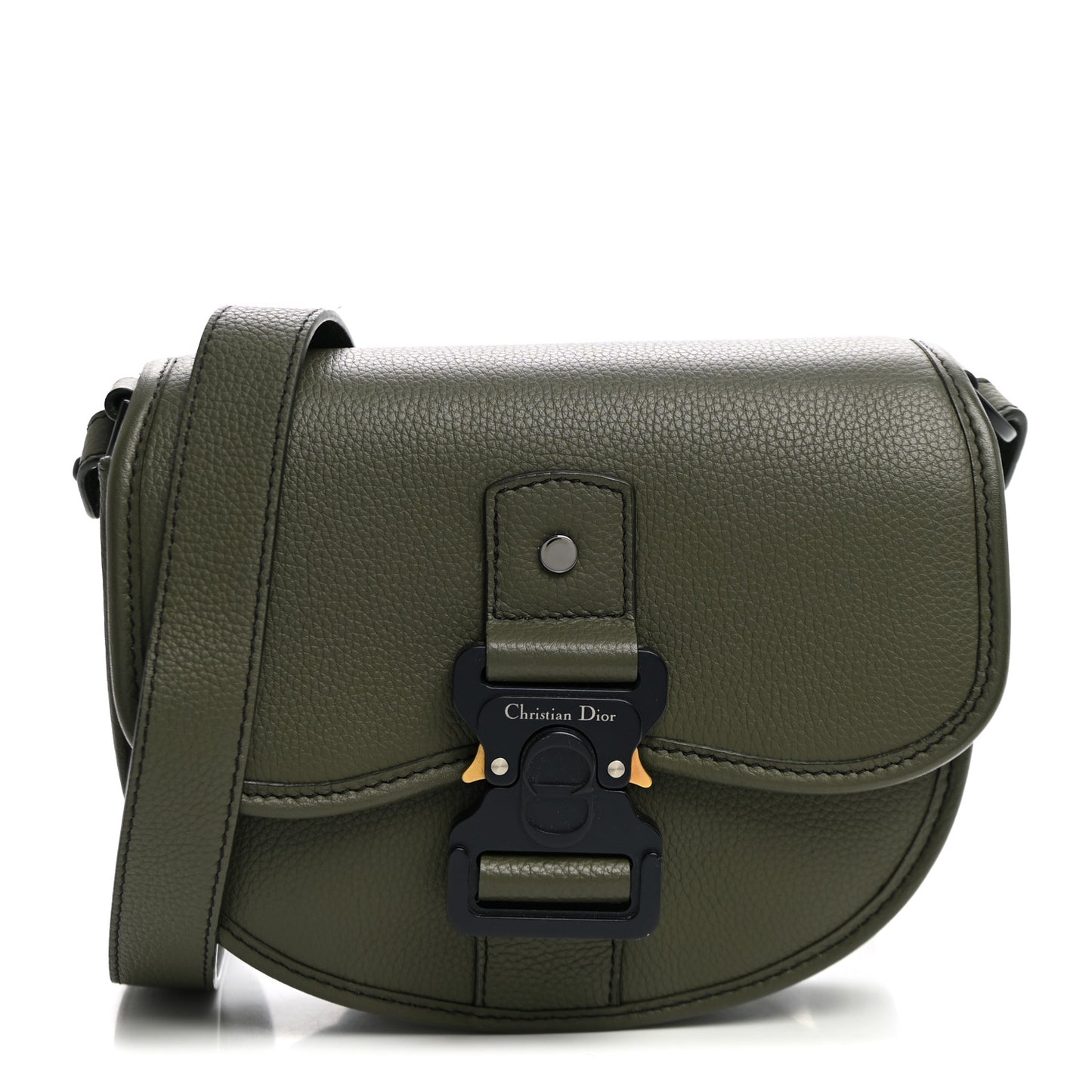 Grained Calfskin Mini Gallop Bag With Strap Green