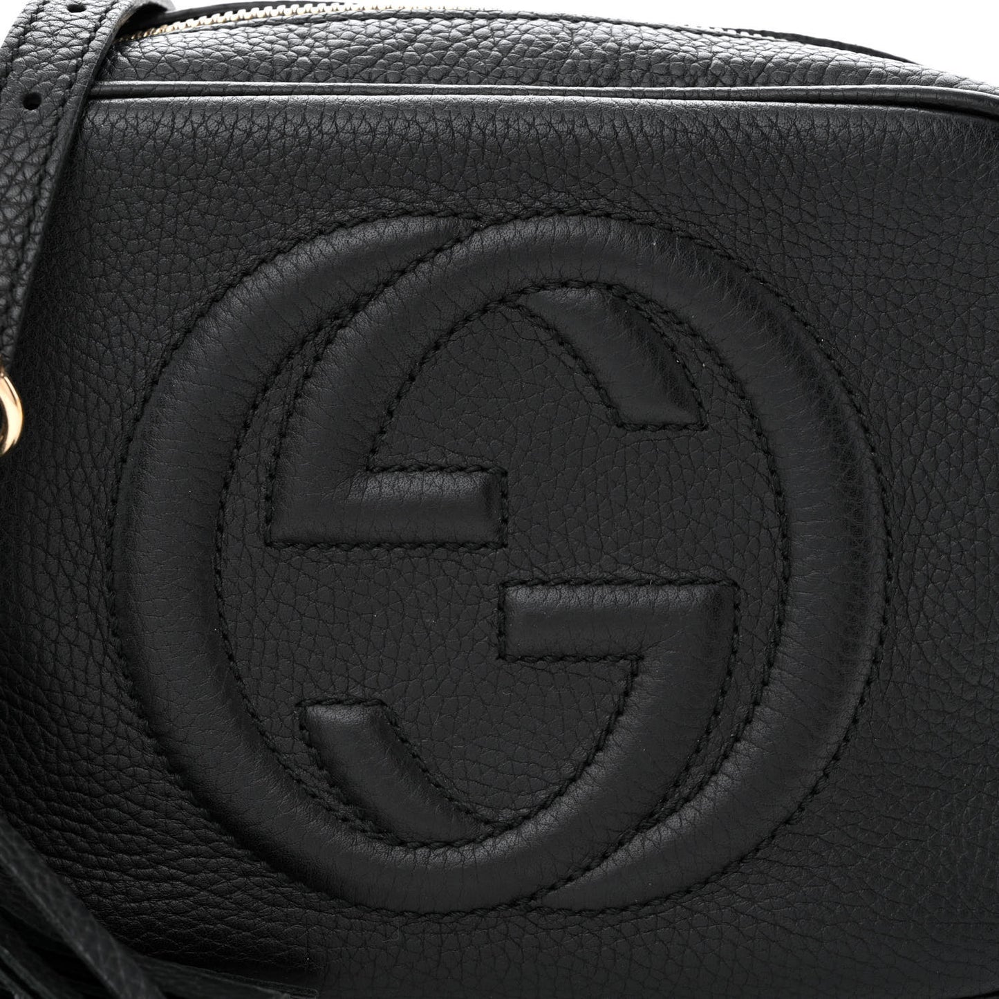Pebbled Calfskin Small Soho Disco Bag Black