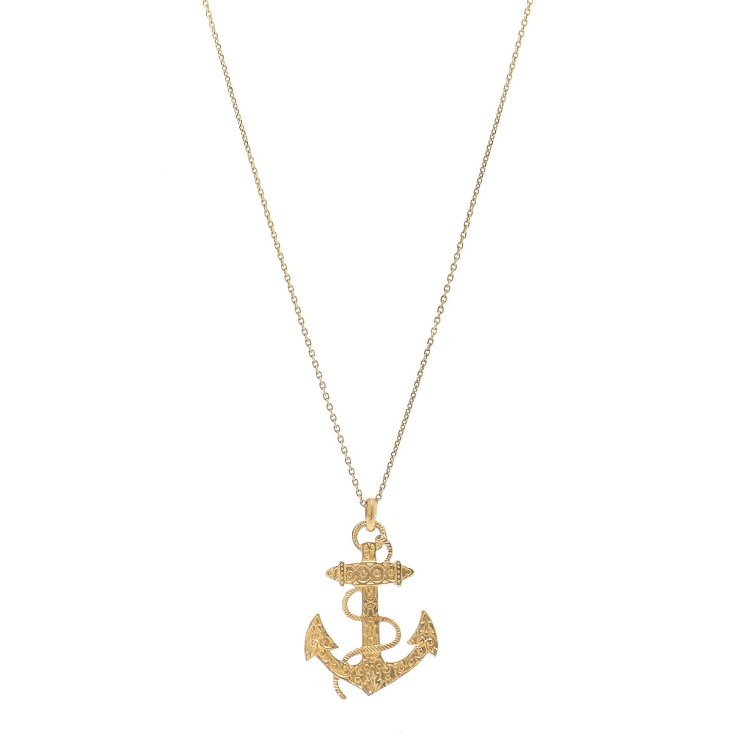 Saint Laurent Brass Anchor Necklace Gold 1 of 7