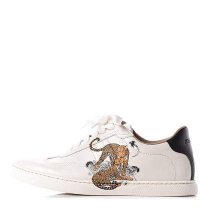 Hermes Calfskin Jungle Love Womens Quicker Sneakers 36 White Multicolor 1 of 10