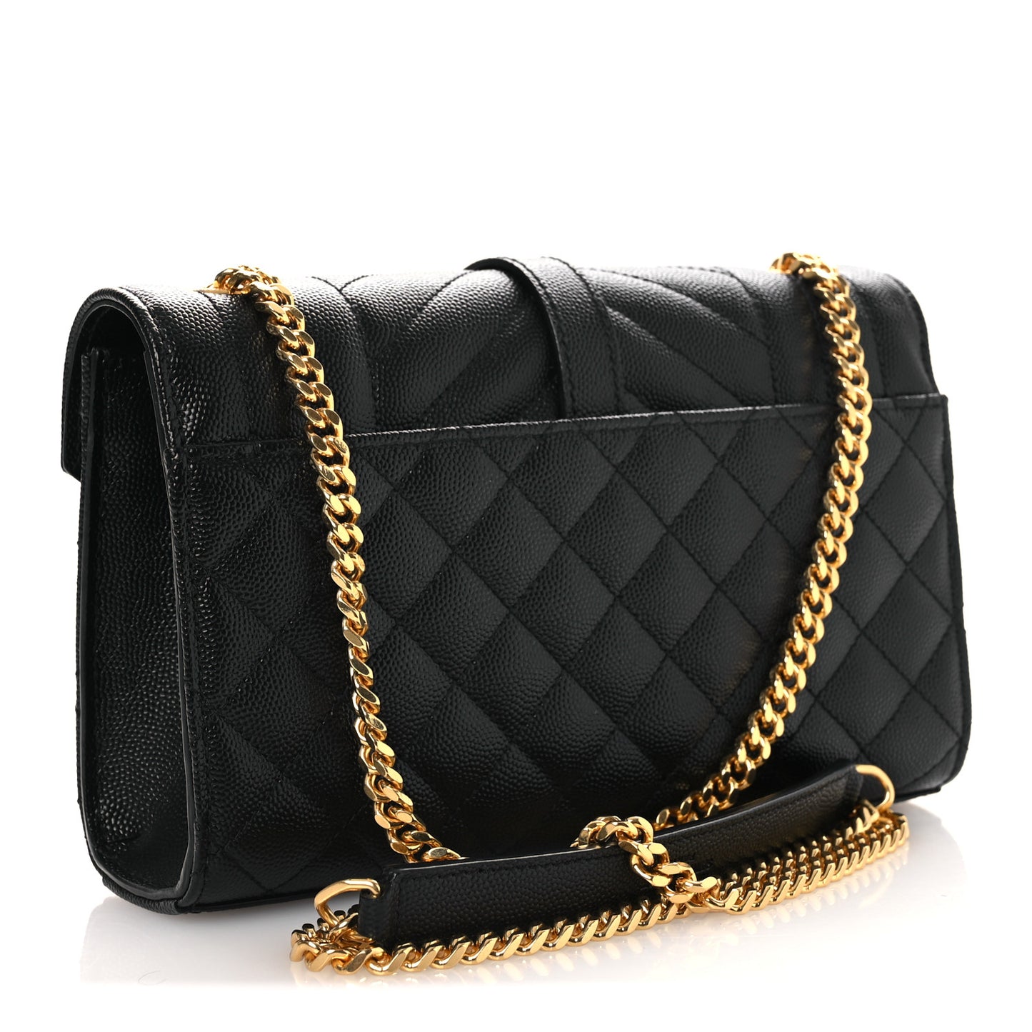 Grain De Poudre Textured Mixed Matelasse Triquilt Small Monogram Satchel Black