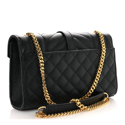 Saint Laurent Grain De Poudre Textured Mixed Matelasse Triquilt Small Monogram Satchel Black 3 of 9