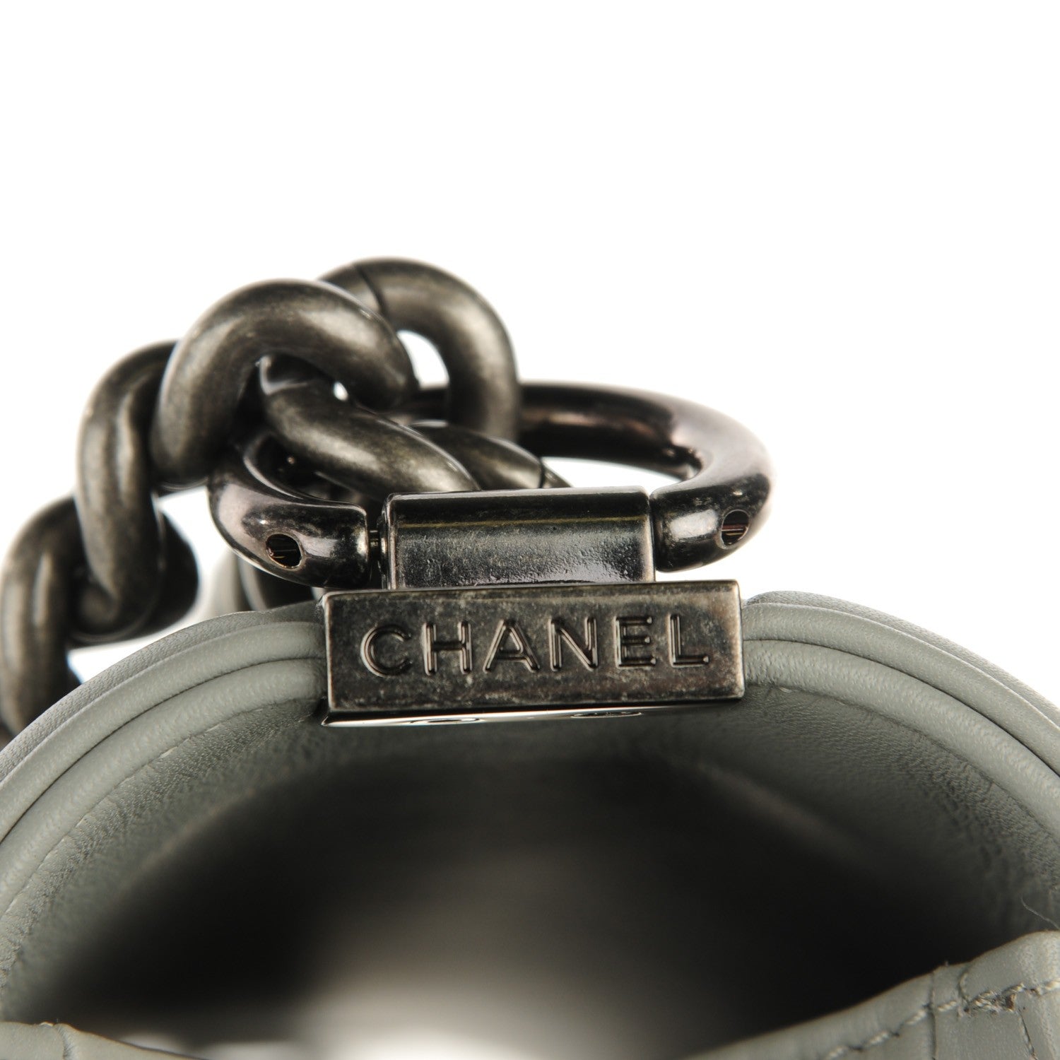 Chanel Calfskin Chevron Quilted New Medium Boy Flap Grey 5 of 9
