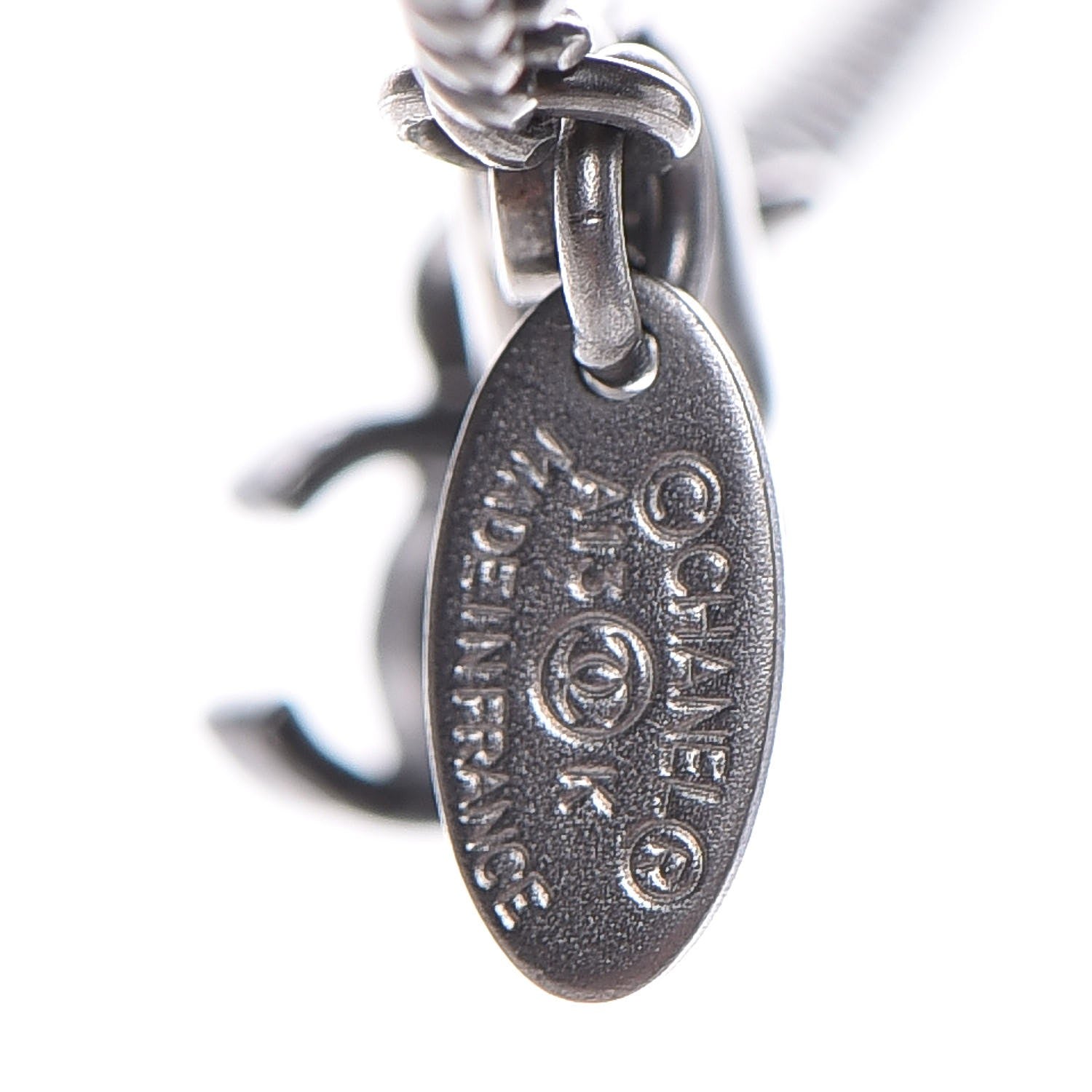 Chanel Ruthenium Globe CC Pendant Necklace Dark Silver 4 of 6