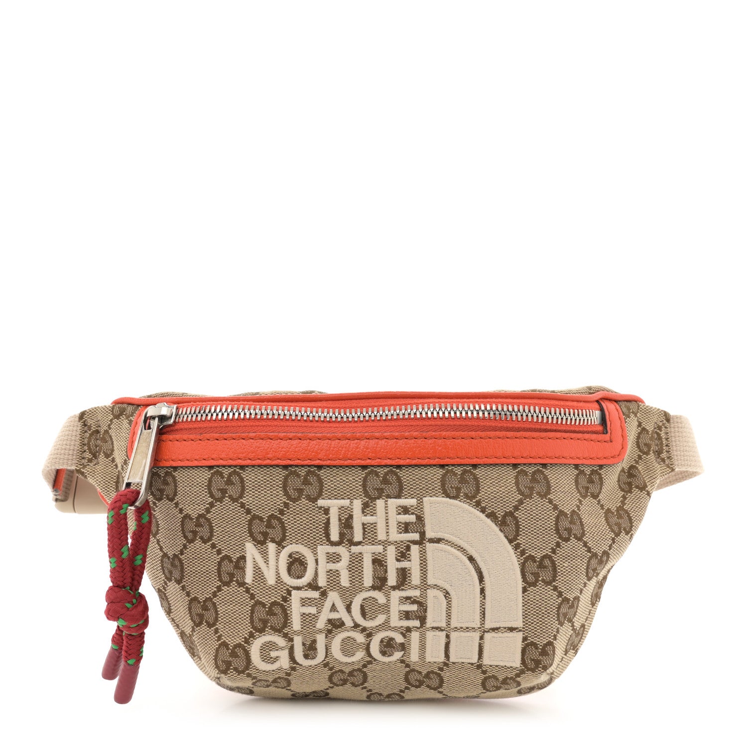 Gucci X THE NORTH FACE Monogram Textured Dollar Calfskin Embroidered Belt Bag Beige Ebony Mystic White Deep Orange 1 of 11