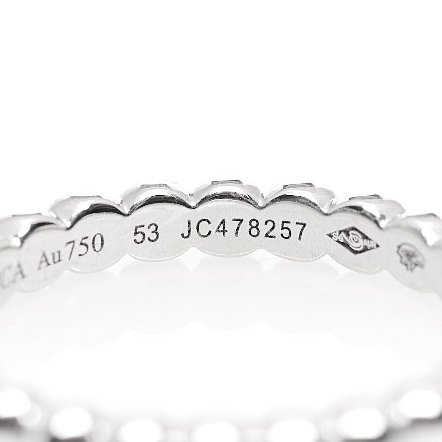 Van Cleef & Arpels 18K White Gold Small Perlee Ring 53 6.5 5 of 5