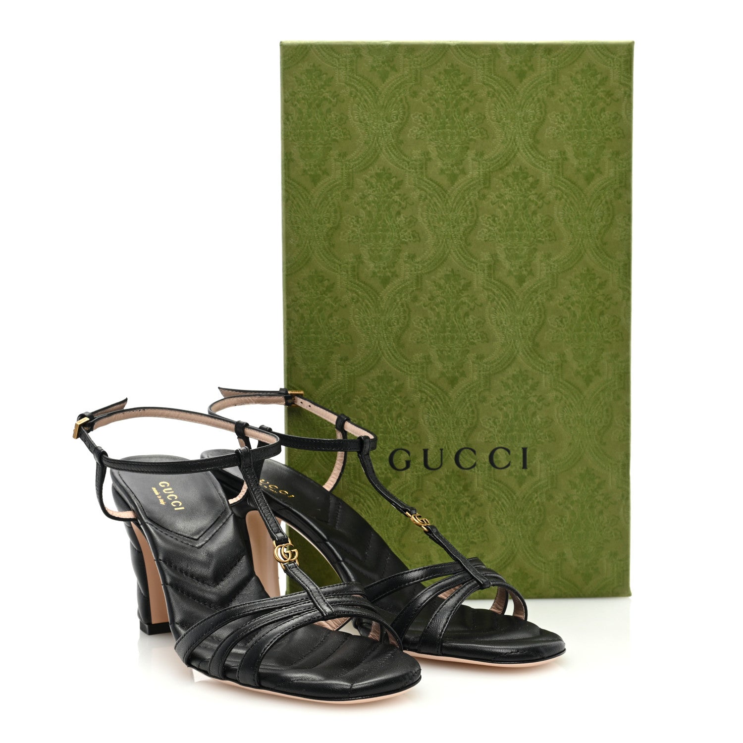 Gucci Nappa Matelasse T-Strap 40mm Sandals 38.5 Black 8 of 8