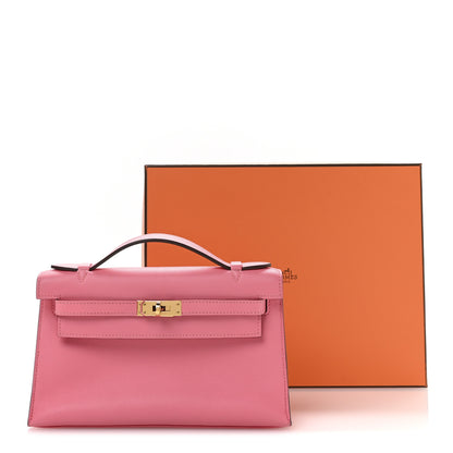 Hermes Swift Kelly Pochette Clutch Rose Azalee 10 of 10