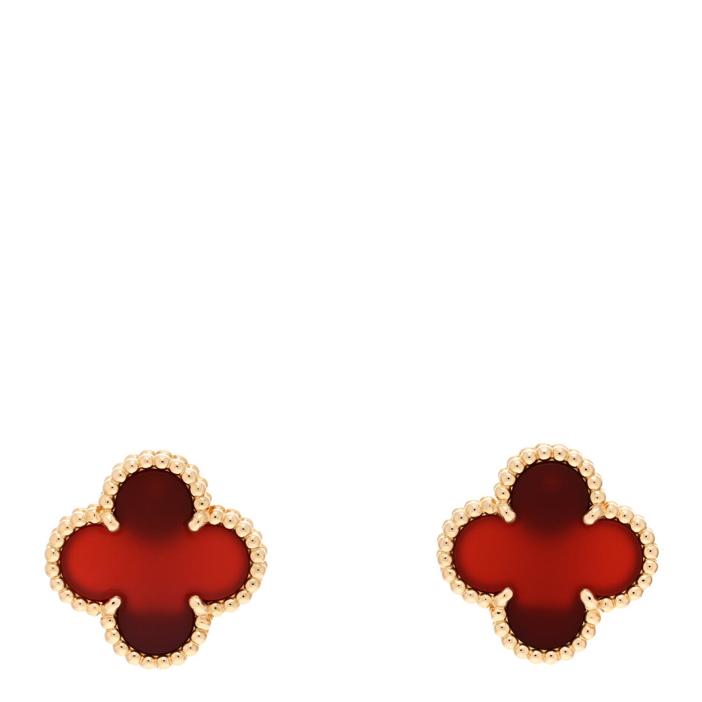 18K Yellow Gold Carnelian Vintage Alhambra Earrings