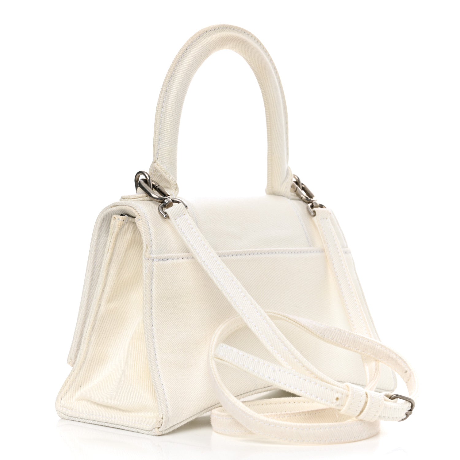 Balenciaga Cotton Canvas Small Hourglass Top Handle Bag White 3 of 18