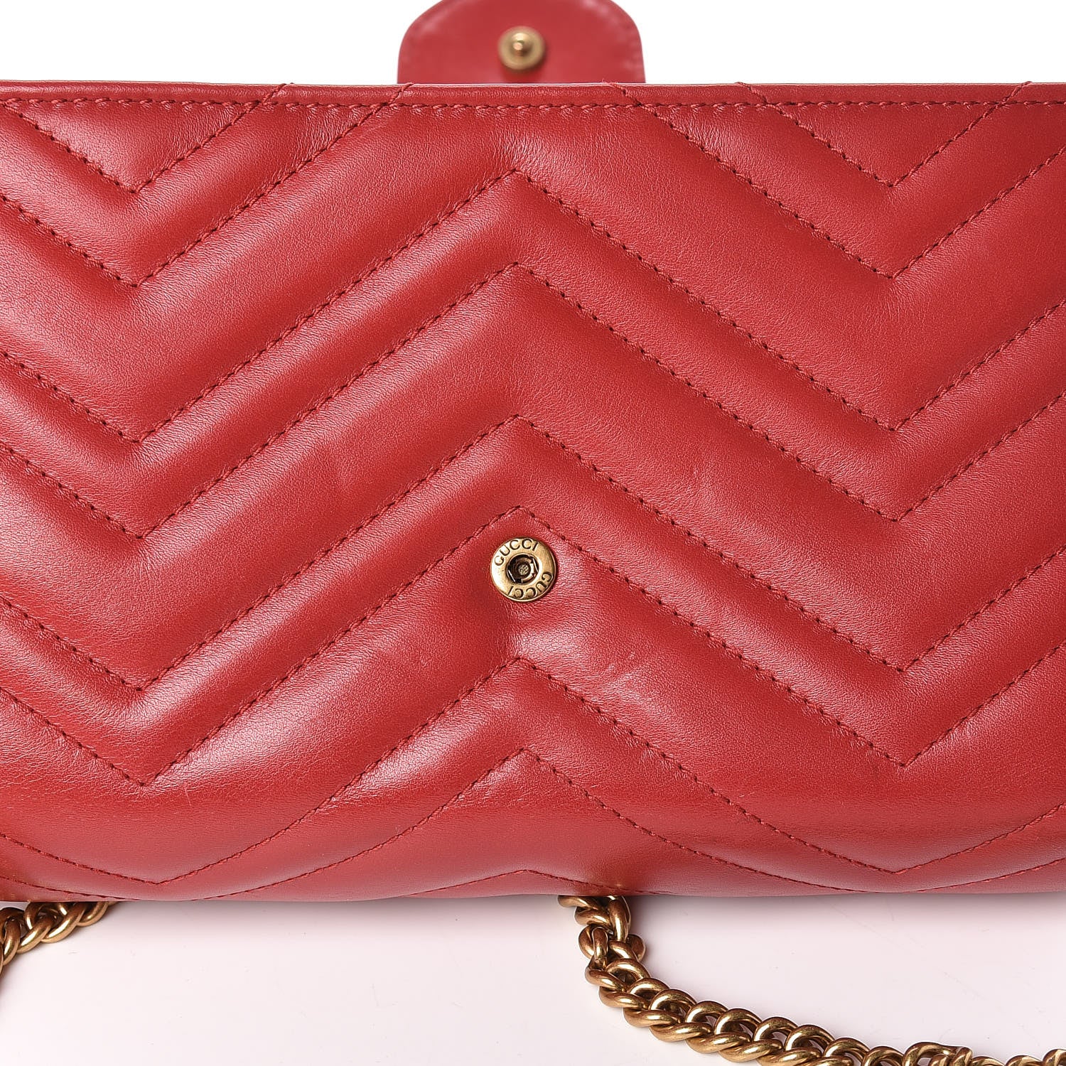 Gucci Calfskin Matelasse GG Marmont Chain Wallet Hibiscus Red 17 of 17